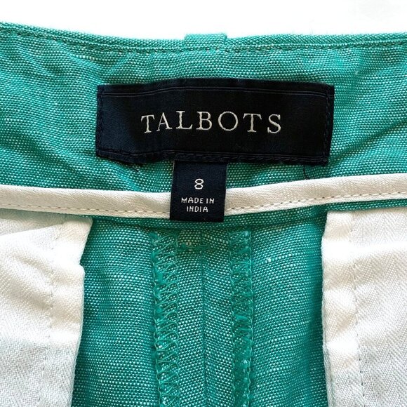 Talbots Shorts Linen Blend Size 8 Green 10.5” Inseam Bermuda Resort - Picture 3 of 10
